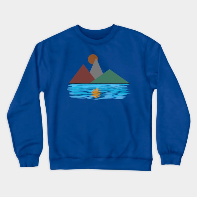 Summer Moon Lake Reflection Crewneck Sweatshirt by SmoothDesign